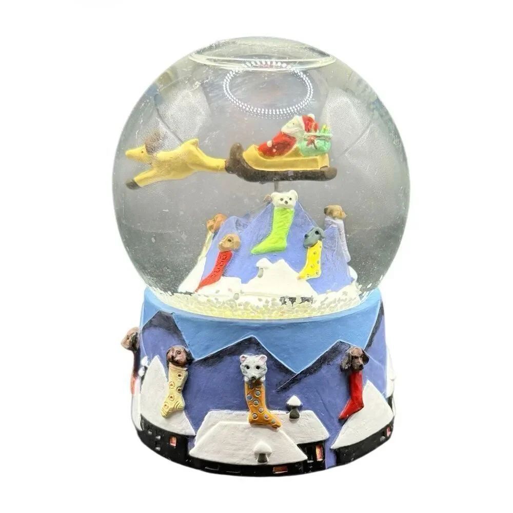 Neiman Marcus & Dept. 56 Collab Christmas 1991 Mini Snow Globe Santa & Sleigh
